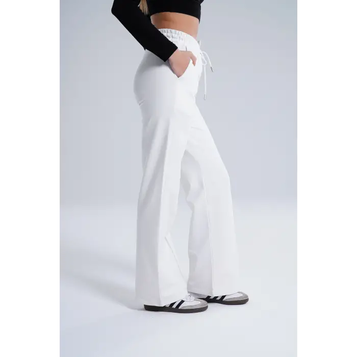 Paloza Kadın Önü Çimalı Beyaz Eşofman Altı -(PL01-01)