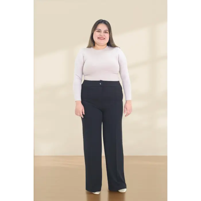 Kadın Dar Kalıp Battal Siyah Kumaş Pantolon -(KP02-01)