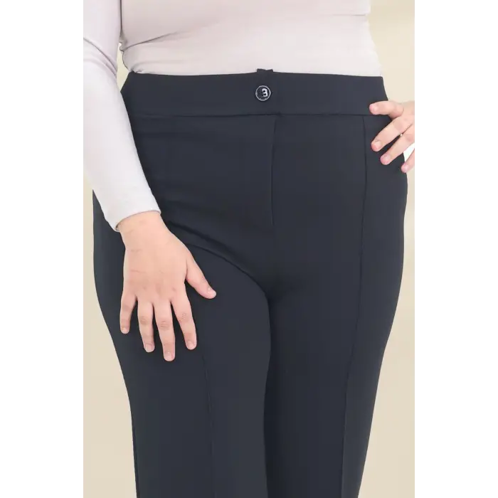 Kadın Dar Kalıp Battal Siyah Kumaş Pantolon -(KP02-01)