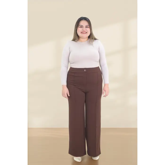 Kadın Dar Kalıp Battal Kahve Kumaş Pantolon -(KP02-03)