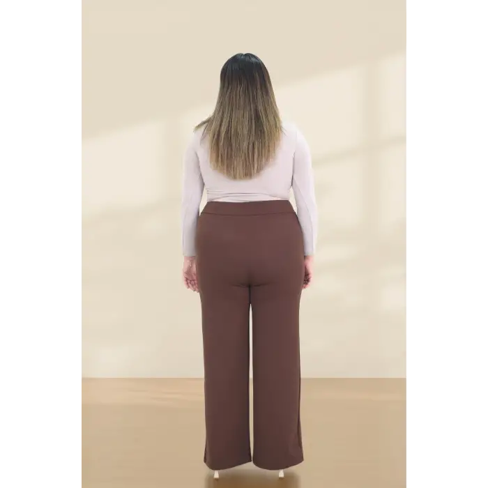 Kadın Dar Kalıp Battal Kahve Kumaş Pantolon -(KP02-03)