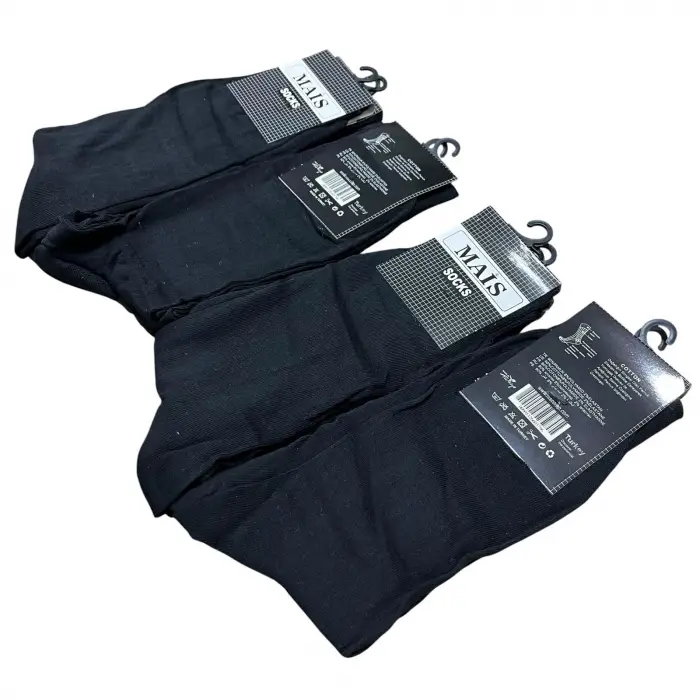 İhracat Fazlası Toptan Erkek Çorap 12’li Siyah Paket -(IH01-02)