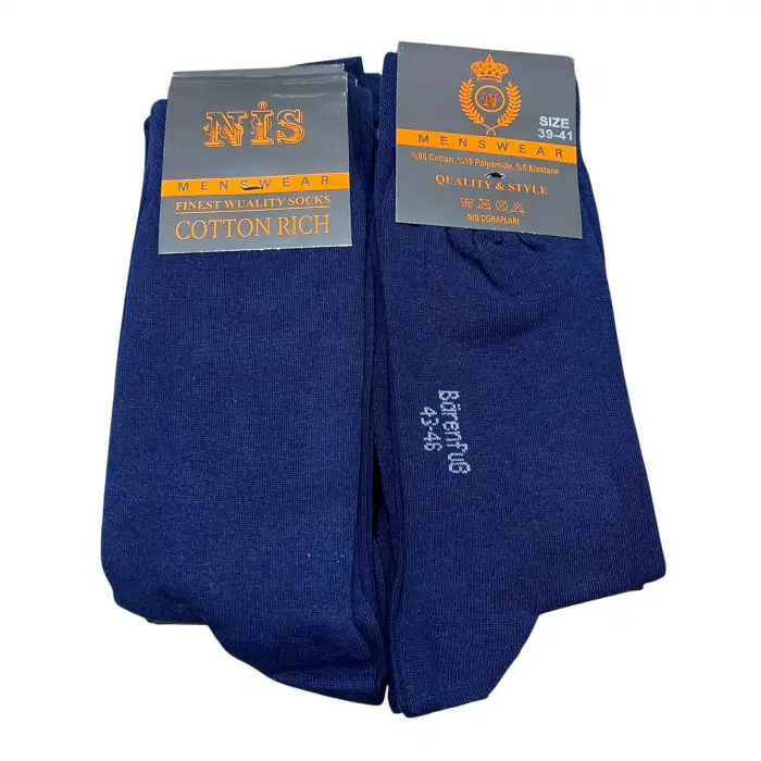 İhracat Fazlası Toptan Erkek Çorap 12’li Lacivert Paket -(IH01-18)