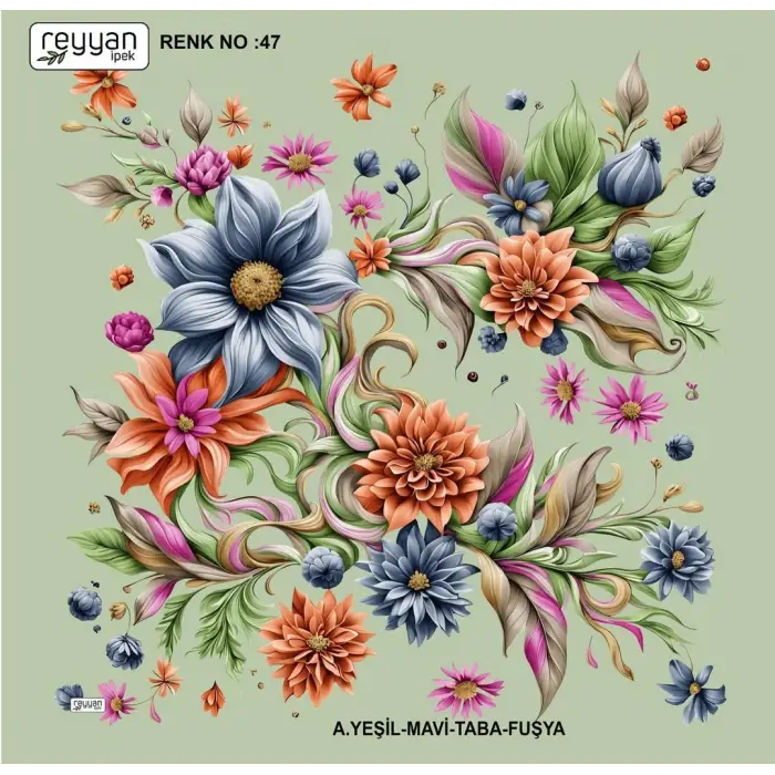 Reyyan İpek 100 cm Desenli Oyalık Yazma (ryyn-452-05)