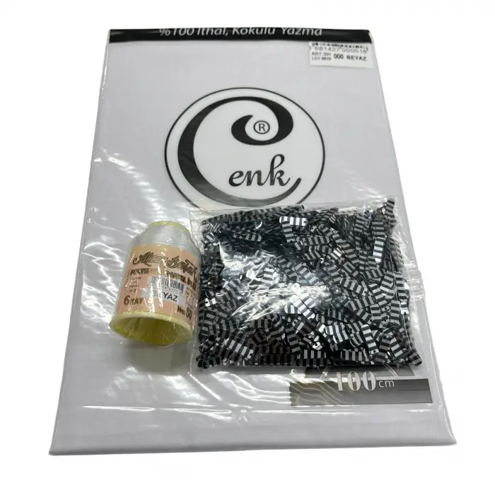 Cenk Düz Yazma Beyaz + Altınbaşak Polyester Oya İpi + Baget Oya Pulu Seti – Hazır Oya Paketi (200 TL) (305-000-4)