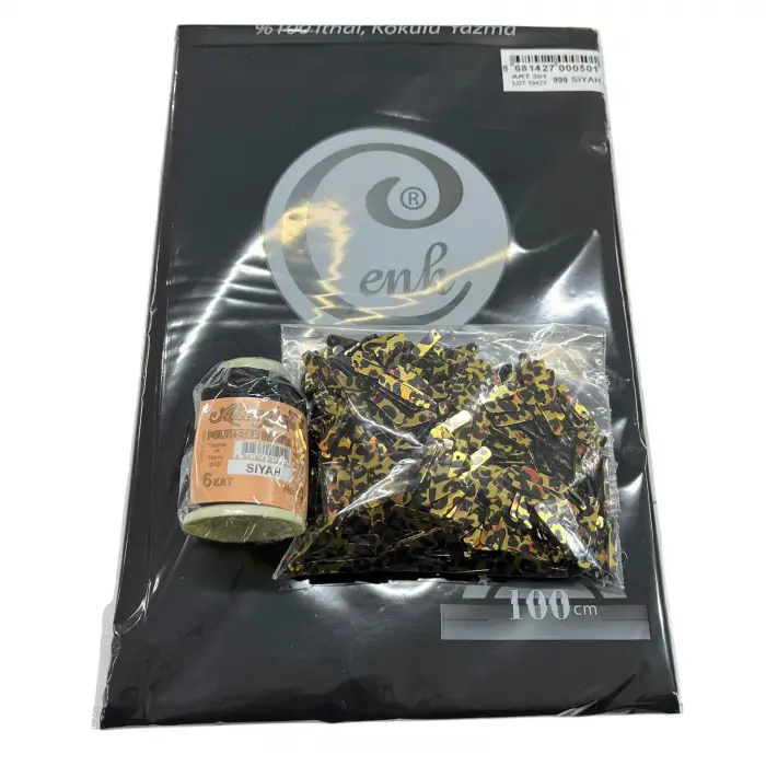 Cenk Düz Yazma Siyah + Altınbaşak Polyester Oya İpi + Baget Oya Pulu Seti – Hazır Oya Paketi (200 TL) (305-999-1)