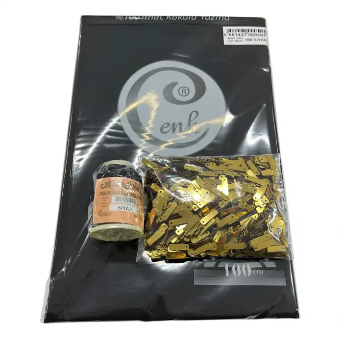 Cenk Düz Yazma Siyah + Altınbaşak Polyester Oya İpi + Baget Oya Pulu Seti – Hazır Oya Paketi (200 TL) (305-999-2)