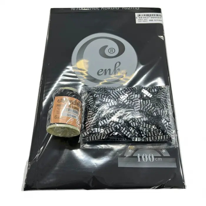 Cenk Düz Yazma Siyah + Altınbaşak Polyester Oya İpi + Baget Oya Pulu Seti – Hazır Oya Paketi (200 TL) (305-999-3)