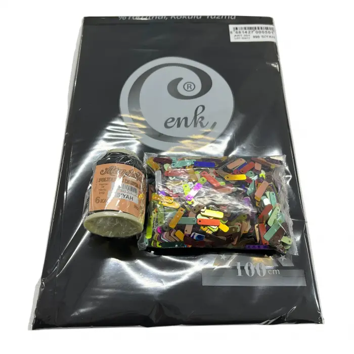 Cenk Düz Yazma Siyah + Altınbaşak Polyester Oya İpi + Baget Oya Pulu Seti – Hazır Oya Paketi (200 TL) (305-999-5)