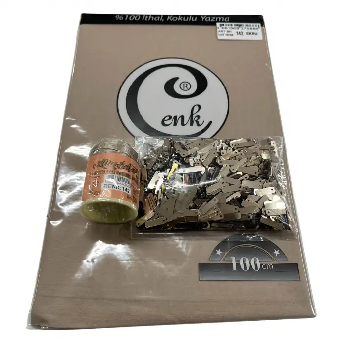 Cenk Düz Yazma Ekru + Altınbaşak Polyester Oya İpi + Baget Oya Pulu Seti – Hazır Oya Paketi (200 TL) (305-142)