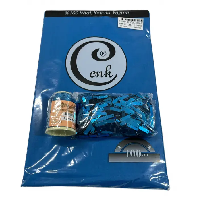 Cenk Düz Yazma Elektrik Mavisi + Altınbaşak Polyester Oya İpi + Baget Oya Pulu Seti – Hazır Oya Paketi (200 TL) (305-021)