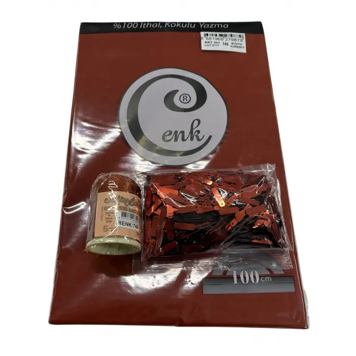 Cenk Düz Yazma Koyu Kiremit + Altınbaşak Polyester Oya İpi + Baget Oya Pulu Seti – Hazır Oya Paketi (200 TL) (305-748)