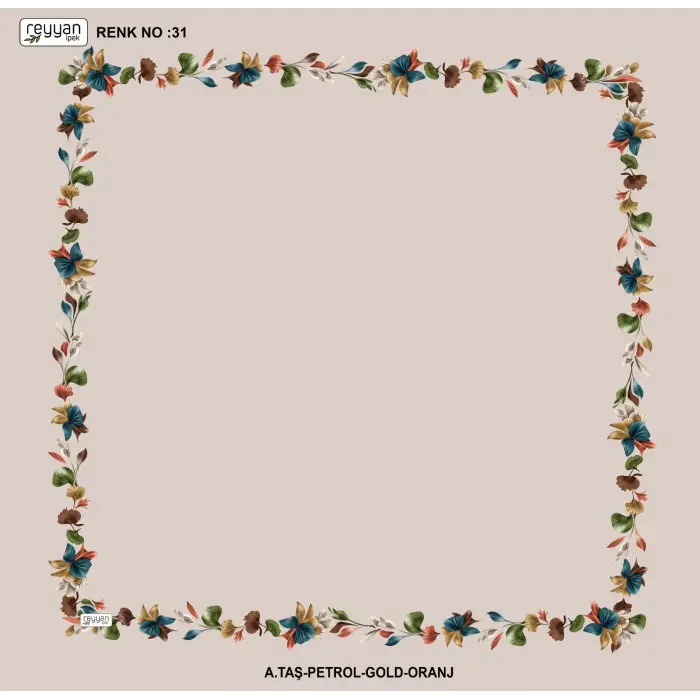 Reyyan İpek 100 cm Desenli Oyalık Yazma (ryyn-455-07)