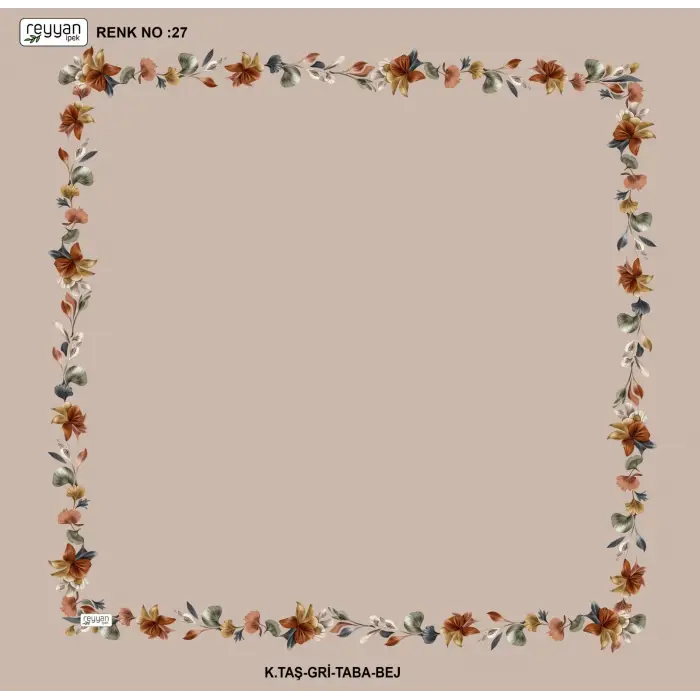 Reyyan İpek 100 cm Desenli Oyalık Yazma (ryyn-455-22)