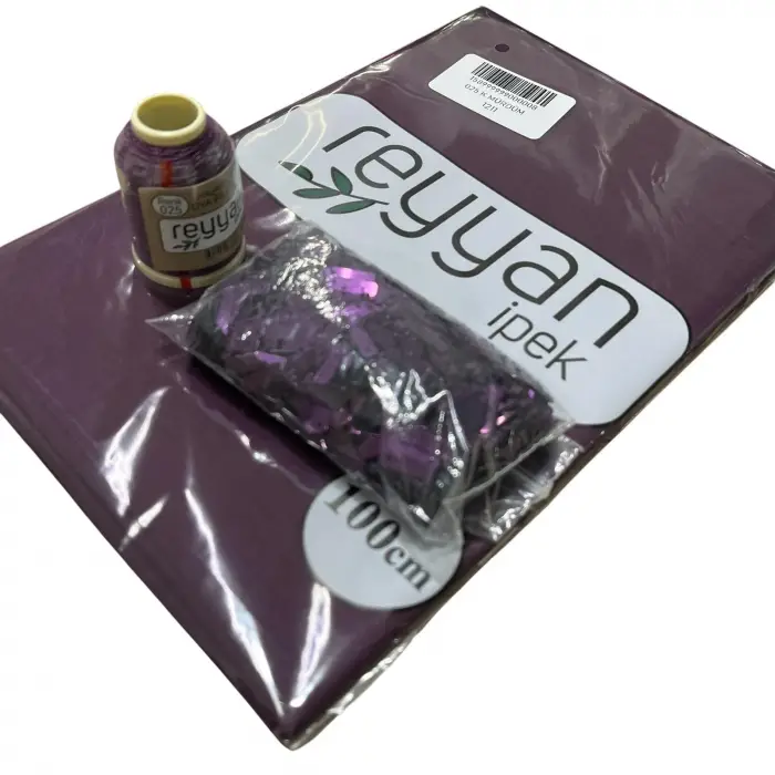 Reyyan İpek 3’lü Hazır Oya Paketi Koyu Mürdüm-025 | Yazma + Oya İpi + Baget Pleksi Pul Seti-RHP025