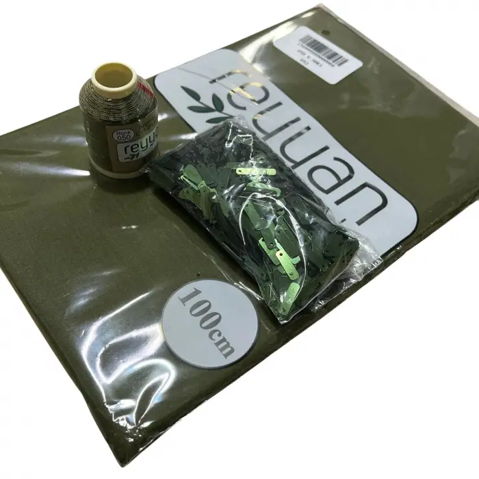 Reyyan İpek 3’lü Hazır Oya Paketi Haki-050 | Yazma + Oya İpi + Baget Pleksi Pul Seti-RHP050