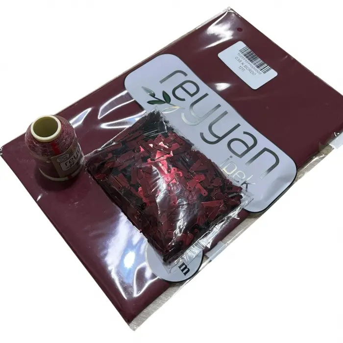 Reyyan İpek 3’lü Hazır Oya Paketi Koyu Bordo Yazma-038 + Oya İpi + Baget Pleksi Pul Seti-RHP038