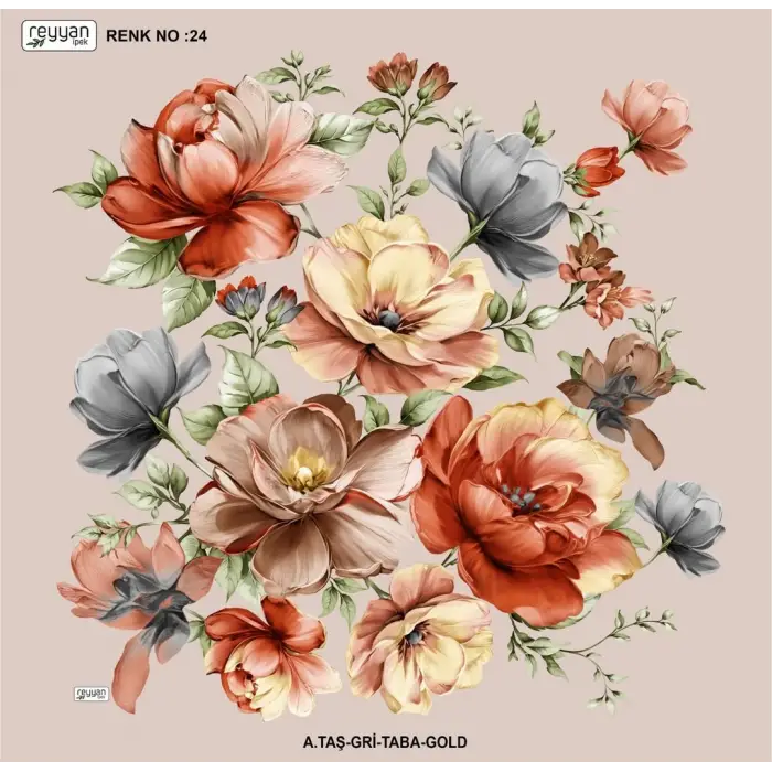 Reyyan İpek 100 cm Desenli Oyalık Yazma (ryyn-456-13)