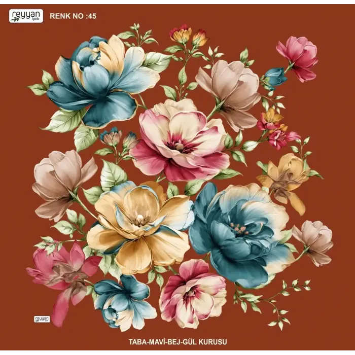 Reyyan İpek 100 cm Desenli Oyalık Yazma (ryyn-456-14)