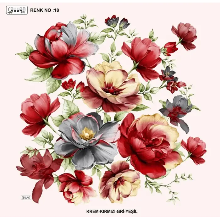 Reyyan İpek 100 cm Desenli Oyalık Yazma (ryyn-456-18)