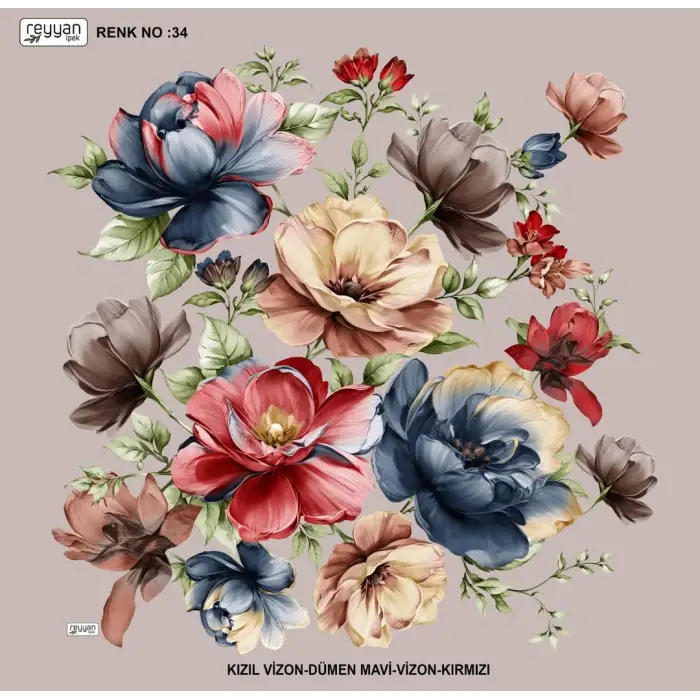 Reyyan İpek 100 cm Desenli Oyalık Yazma (ryyn-456-29)