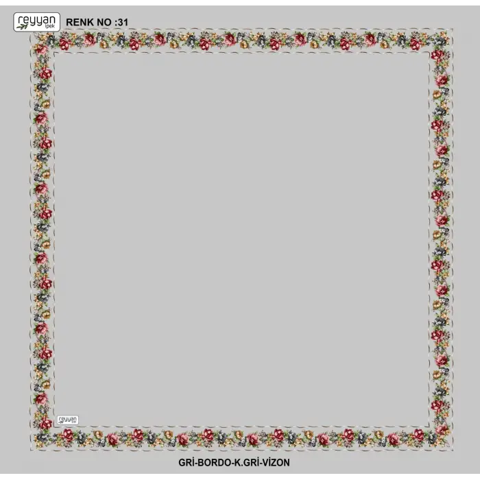 Reyyan İpek 100 cm Desenli Oyalık Yazma (ryyn-458-17)