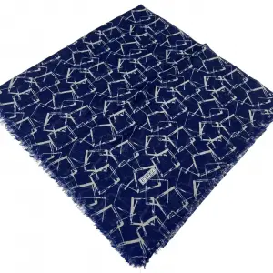 Eyfel Dimi Koton Eşarp Lacivert-Vizon Serisi (FE523-01)