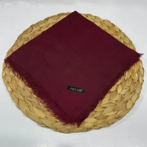 Soft İpek Düz Flamlı Keten Eşarp Bordo (FE424-23)