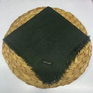 Soft İpek Düz Flamlı Keten Eşarp Koyu Haki (FE424-20)