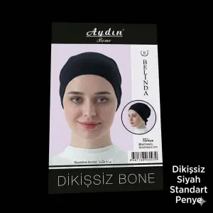 Aydın Dikişsiz Penye İpli Siyah Bone (PB02-02)