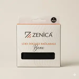 Zenica Lüks Dikişsiz Penye İpli Beyaz Bone (PB08-02)