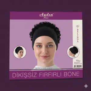 Aydın Penye Dikişsiz Fırfırlı Bone-(SİYAH)-(FB03-01)