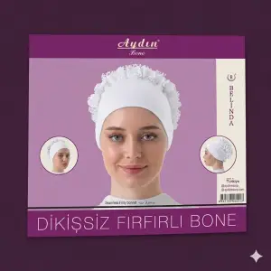Aydın Penye Dikişsiz Fırfırlı Bone-(BEYAZ)-(FB03-02)