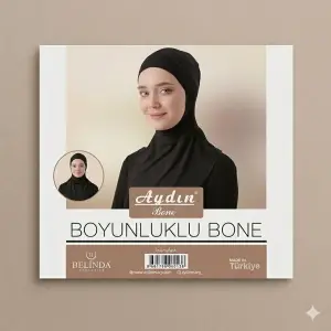 Penye Tesettür Boyunluklu Bone-(RENK:SİYAH)-(BB01-02)