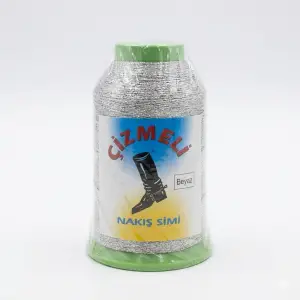 Çizmeli 50 gr. Beyaz Nakış Simi İp-(SİM-001)