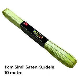 1 cm Simli Saten Kurdele (10 mt.) - (SSK-01-03)