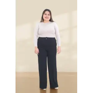 Kadın Dar Kalıp Battal Siyah Kumaş Pantolon -(KP02-01)