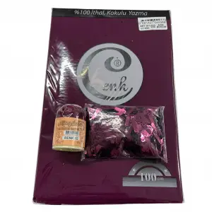 Cenk Düz Yazma Açık Mürdüm + Altınbaşak Polyester Oya İpi + Baget Oya Pulu Seti – Hazır Oya Paketi (200 TL) (305-032)