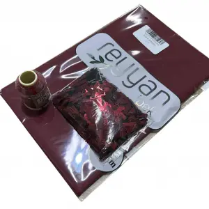 Reyyan İpek 3’lü Hazır Oya Paketi Koyu Bordo Yazma-038 + Oya İpi + Baget Pleksi Pul Seti-RHP038