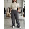 Kadın Battal Kalıp Gri Kumaş Pantolon -(KP01-04)