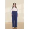 Kadın Dar Kalıp Battal Lacivert Kumaş Pantolon -(KP02-02)