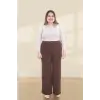 Kadın Dar Kalıp Battal Kahve Kumaş Pantolon -(KP02-03)