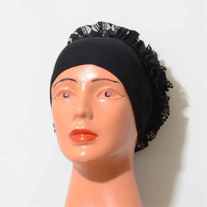 Aydın Dantel Fırfırlı Bone Siyah (FF9901)