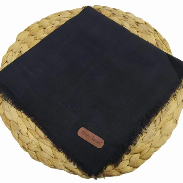 Soft İpek Düz Flamlı Keten Eşarp Siyah (FE424-24)