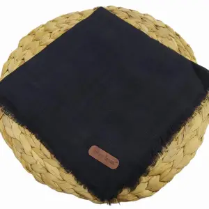 Soft İpek Düz Flamlı Keten Eşarp Siyah (FE424-24)