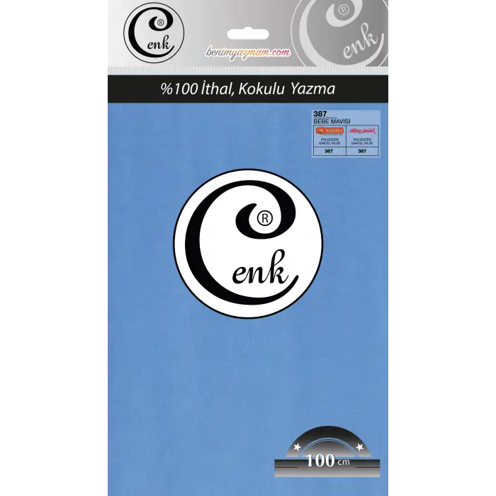 Cenk Düz 100 cm Poşetli Oyalık Yazma -(Bebe Mavi)-(301-387)