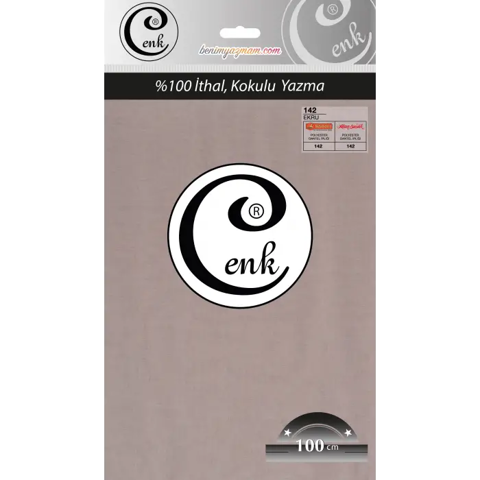 Cenk Düz 100 cm Poşetli Oyalık Yazma -(Ekru)-(301-142)