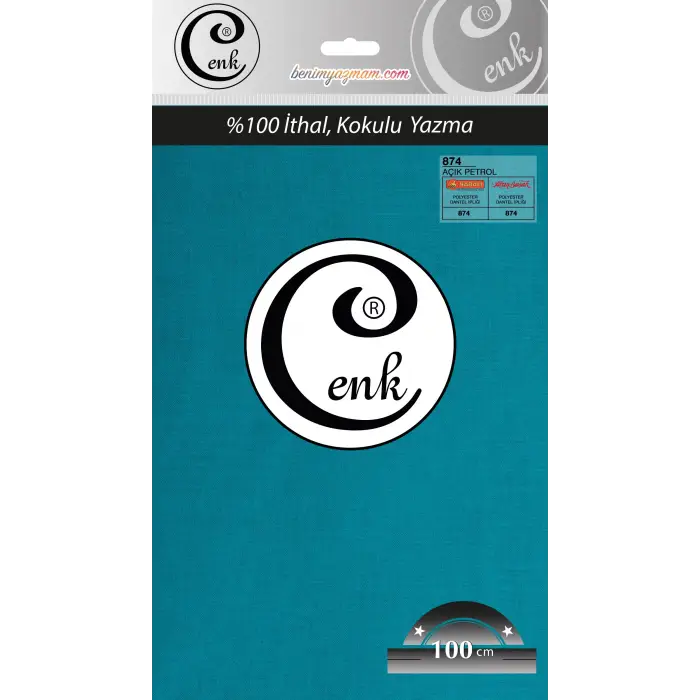 Cenk Düz 100 cm Poşetli Oyalık Yazma -(Açık Petrol)-(301-874)