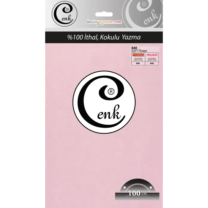 Cenk Düz 100 cm Poşetli Oyalık Yazma -(Soft Pembe)-(301-840)
