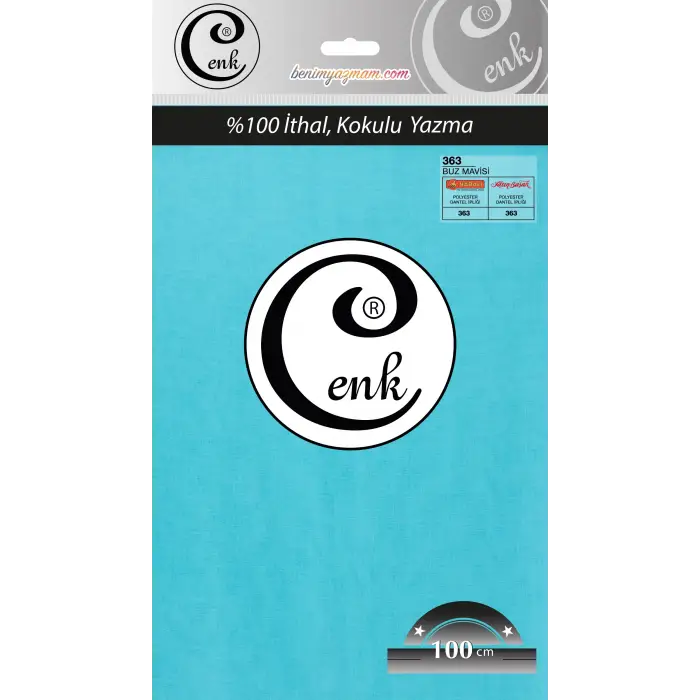 Cenk Düz 100 cm Poşetli Oyalık Yazma -(Buz Mavi)-(301-363)